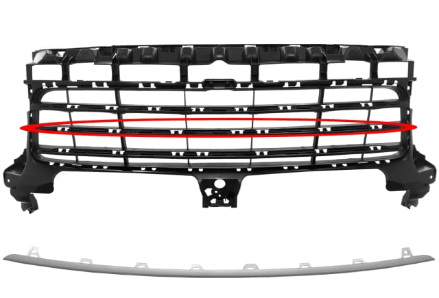 Listwa atrapy zderzaka Porsche Cayenne 9Y0 środkowa SREBRNA