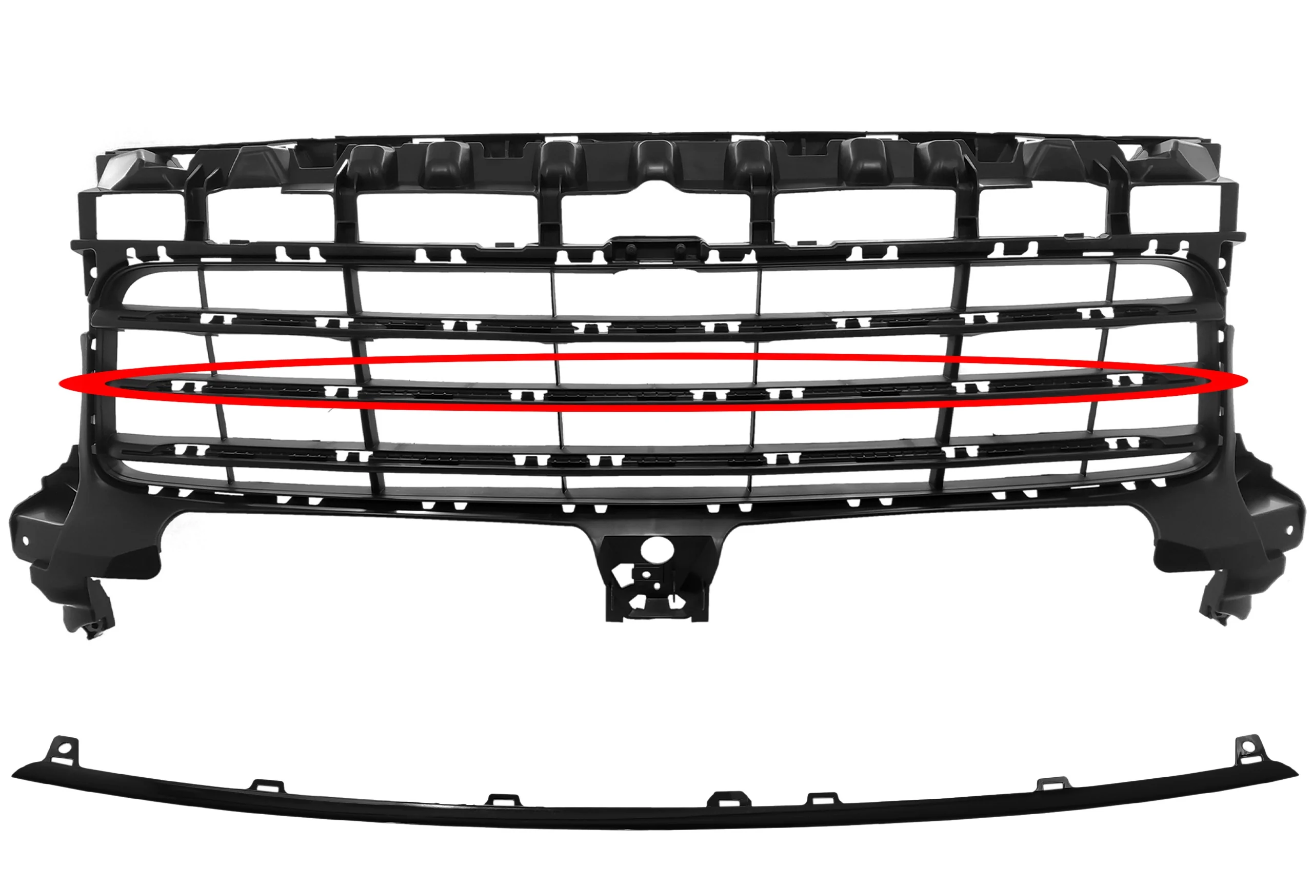 Listwa atrapy zderzaka Porsche Cayenne 9Y0 środkowa CZARNA (9Y0807179A)