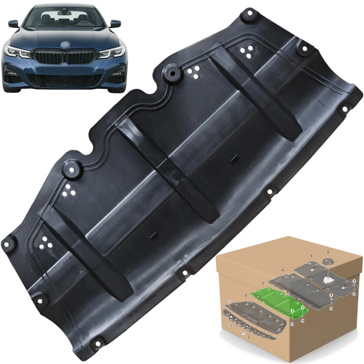 Osłona pod silnik BMW 3 G20 G21 18r+ CZĘŚĆ PRZEDNIA (51757340857)