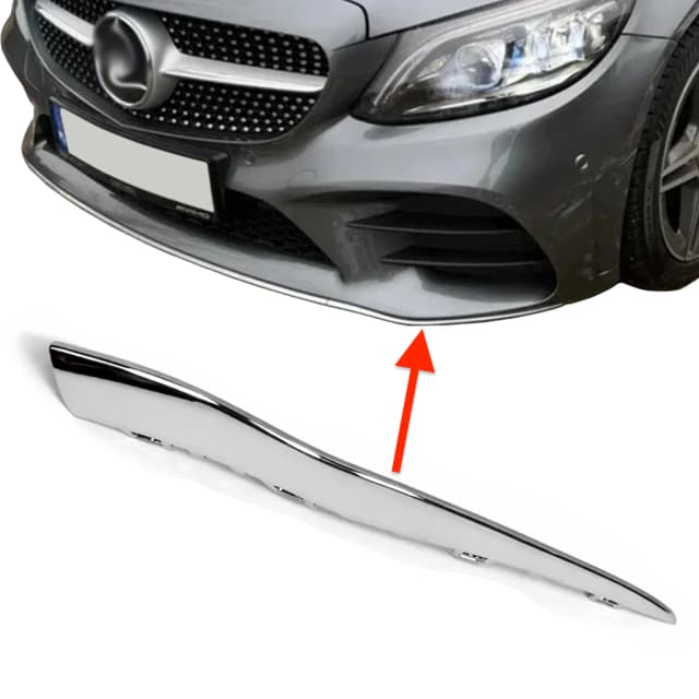 Listwa zderzaka MERCEDES C-KLASA W205 FL AMG 19-21r LEWA SILVER