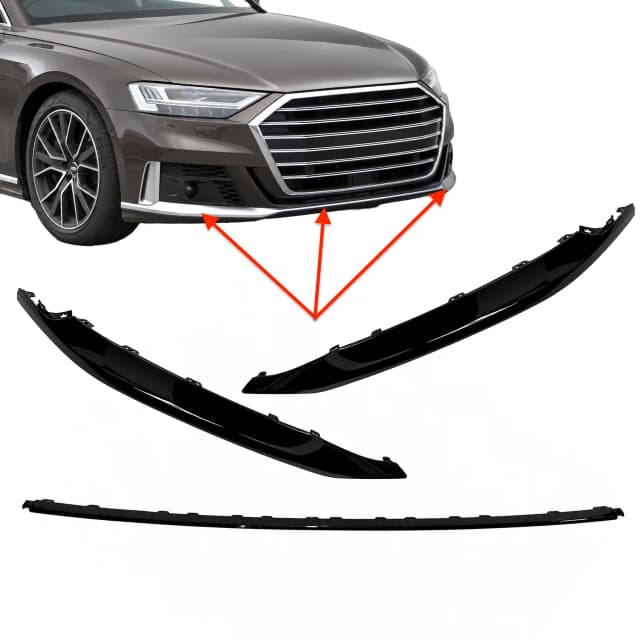 Listwa zderzaka AUDI A8 D5 S8 17-21r BLACK KOMPLET
