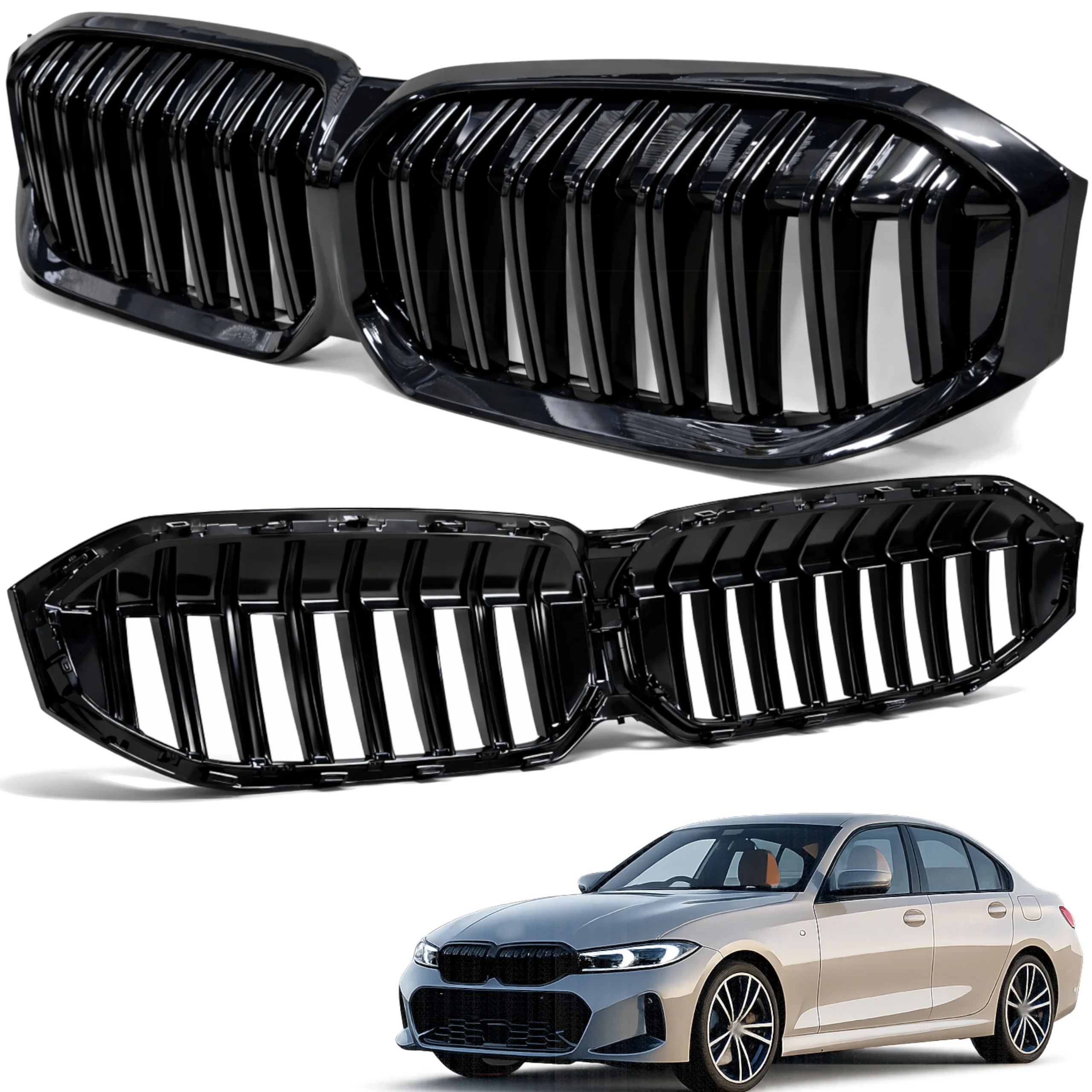 Atrapa zderzaka BMW 3 G20 G21 22r+ LCI BLACK BEZ KAMERY (51115A1BFA9)