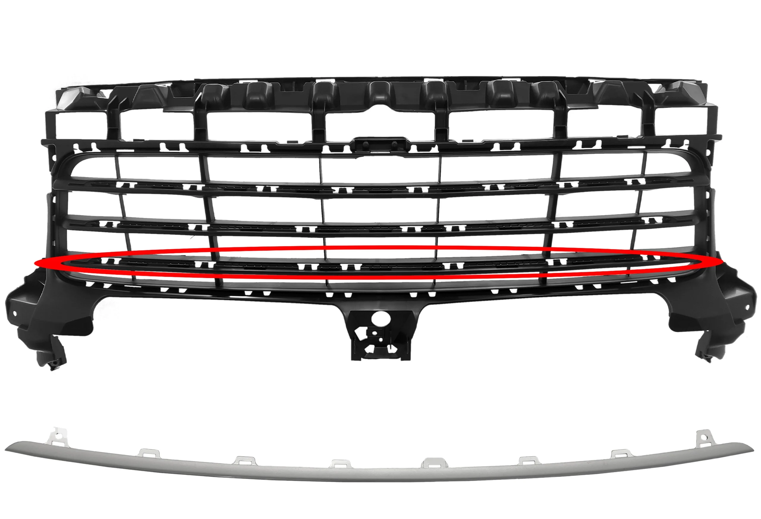Listwa atrapy zderzaka Porsche Cayenne 9Y0 dolna SREBRNA (9Y0807179B)