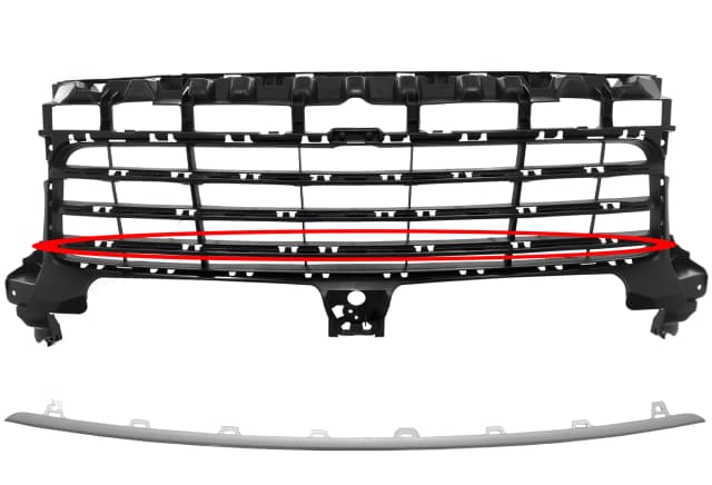 Listwa atrapy zderzaka Porsche Cayenne 9Y0 dolna SREBRNA