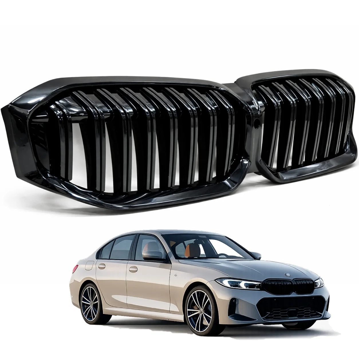 Atrapa zderzaka PRZÓD BMW 3 G20 G21 LIFT 22r+ BLACK KAMERA (51115A1BFB0, 5A1BFB0)