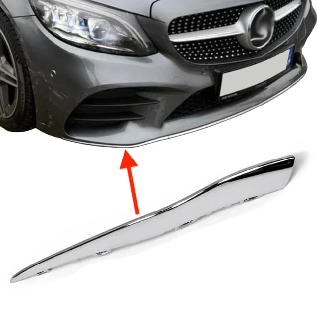 Listwa zderzaka MERCEDES C-KLASA W205 FL AMG 19-21r PRAWA SILVER